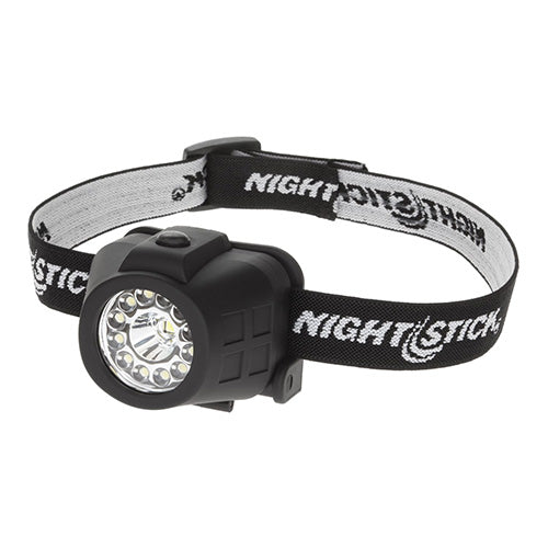 Load image into Gallery viewer, Esko NightStick Dual-Light Headlamp with adjustable ratchet tilt, top-mounted switch for multiple light modes, and non-slip elastic strap, designed for heavy trades, featuring a waterproof and impact-resistant build.