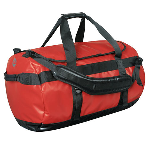 Load image into Gallery viewer, Stormtech Waterproof Gear Bag - Large features durable construction with black straps, adjustable shoulder straps, and multiple handles, ideal for storing essentials safely and conveniently for work or outdoor activities.
