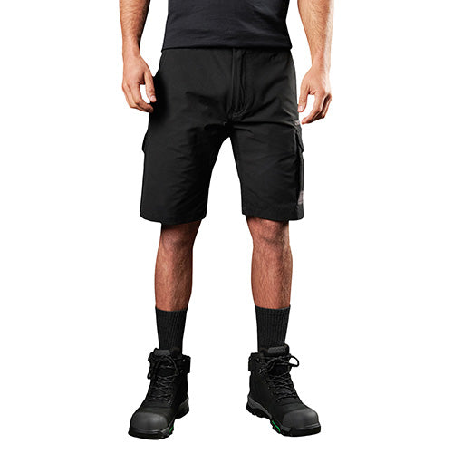 Load image into Gallery viewer, FXD LS-1 Lightweight Stretch Work Short, worn by a man, showcasing its durable 4-way stretch polyester and DURA500™ abrasion panels, ideal for active work environments.