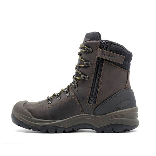 Load image into Gallery viewer, Grisport Monza Zip Safety Boots feature a durable brown Dakar leather upper with a robust YKK zip. Designed in Italy, they include a steel toe and midsole, offering heat-resistant outsoles for optimal workplace safety.