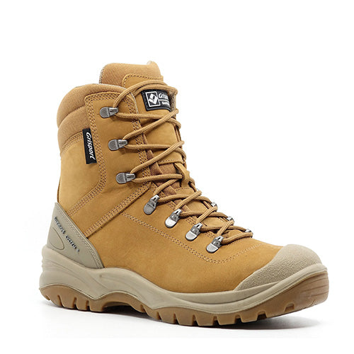 Load image into Gallery viewer, Grisport Monza Zip Safety Boots, Sahara, featuring a durable leather upper with laces and a robust YKK zip for easy access, designed for safety and comfort in demanding environments.