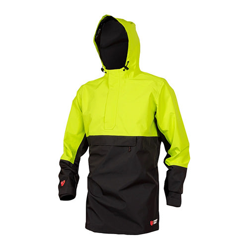 Load image into Gallery viewer, Stoney Creek UltraLITE Pullover Jacket, Yellow/Black, designed for worksite safety, features a waterproof and windproof polyester fabric. Ideal for unexpected rain, it includes a practical pocket and protective hood.