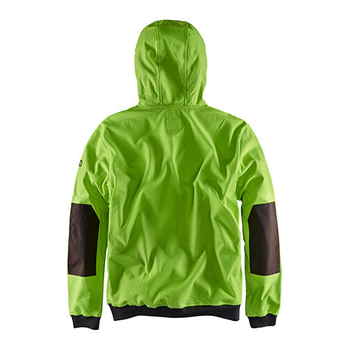 Load image into Gallery viewer, FXD WF-1 Water Resistant Work Hoodie featuring a green body with black sleeves and a hood. Engineered for windproof and water resistance, ideal for workplace safety and active environments.