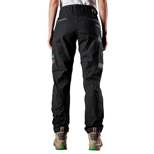 FXD WP-3W Women's Stretch Work Pant worn by a person, showcasing its fit and functionality, designed for women tradies, with visible pockets and durable denim fabric suitable for active work environments.
