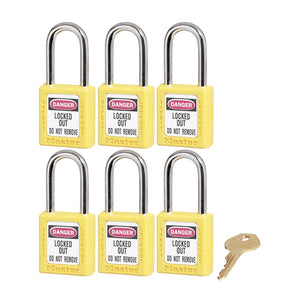 Masterlock 410 Series Padlock Keyed Alike Yellow: Pack/6 image