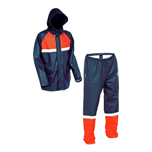 Stag PU Parka & Overtrouser Set, Navy/Orange