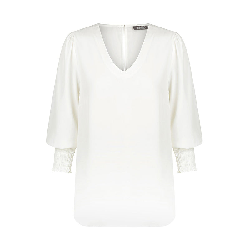 Load image into Gallery viewer, Cleo V Neck Shirred Cuff Top
