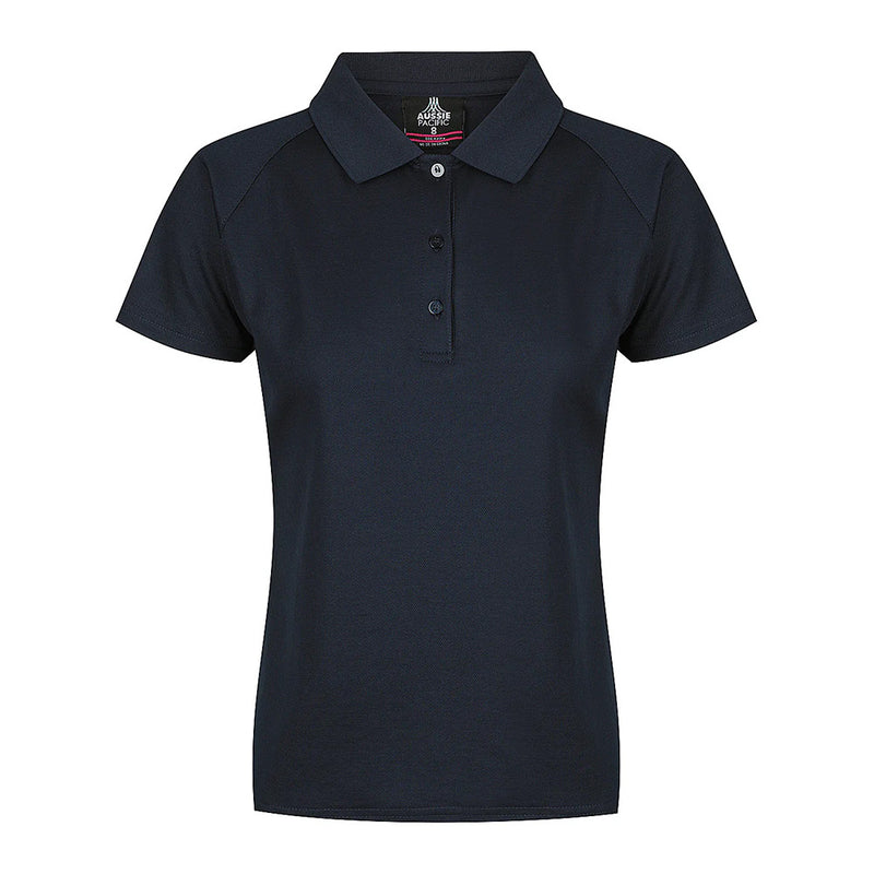Load image into Gallery viewer, Keira Ladies Short Sleeve Polo with moisture-wicking fabric, features a raglan sleeve and a knitted collar with a 3-button placket, ideal for active, safety-conscious work environments.
