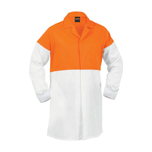 Bison Lightweight Polycotton Dustcoat, White/Orange image