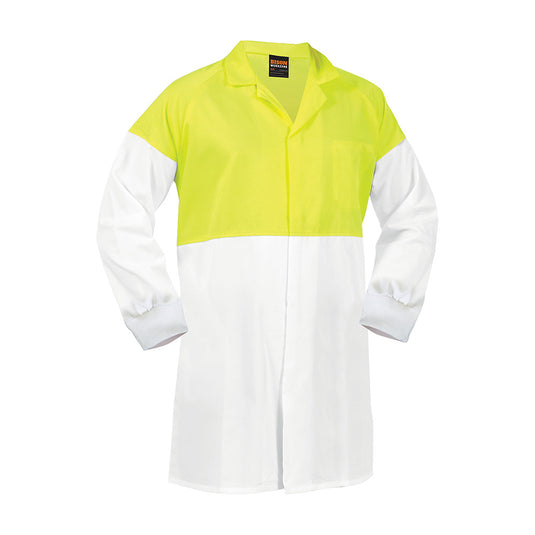 Bison Lightweight Polycotton Dustcoat, White/Yellow