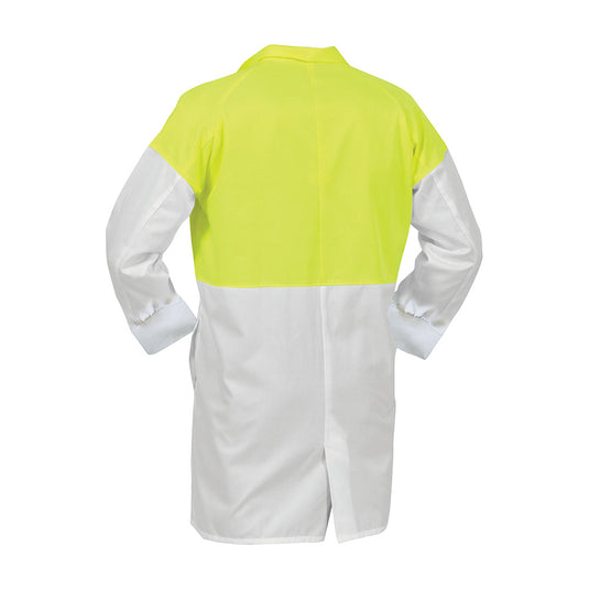 Bison Lightweight Polycotton Dustcoat, White/Yellow