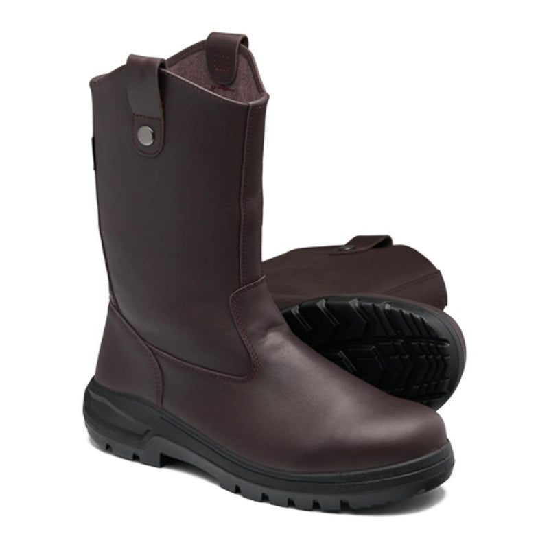 Load image into Gallery viewer, John Bull Explorer High Leg Slip on Boot, showcasing rugged black lug soles and pull-on tabs, ideal for heavy industry. Features steel toe cap, heat-resistant TPU outsole, and gel-cushioned heel for comfort.
