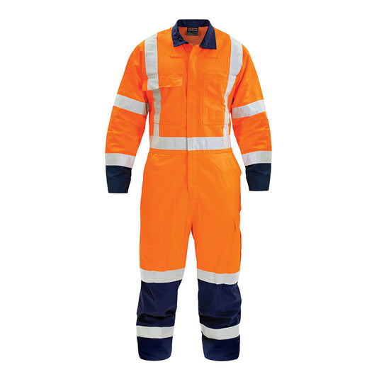 Bison TTMC-W17 X-Tape Cotton Zip Overall, Orange/Navy