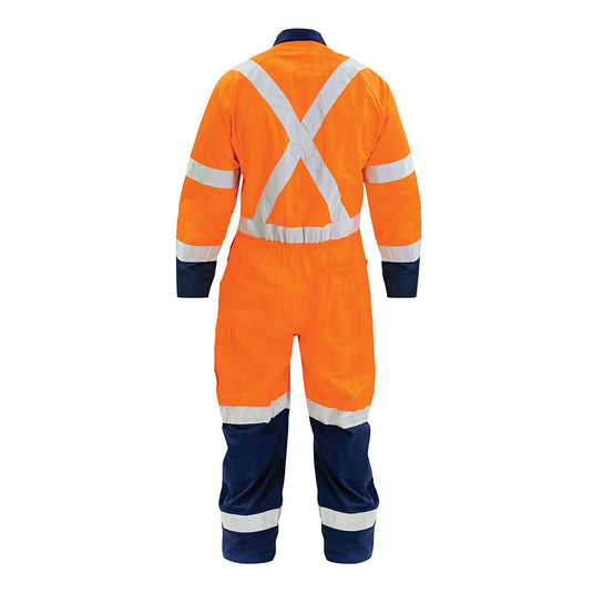Bison TTMC-W17 X-Tape Cotton Zip Overall, Orange/Navy