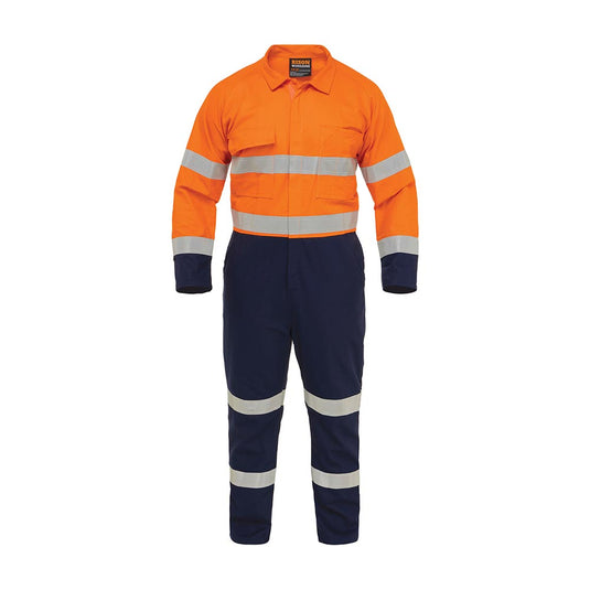 Bison Taped Cotton Zip Overall, Orange/Navy