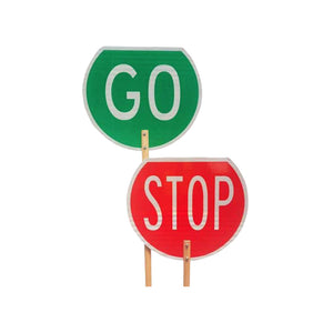 Stop/Go Paddle: 1800mm (H) Wooden Pole image