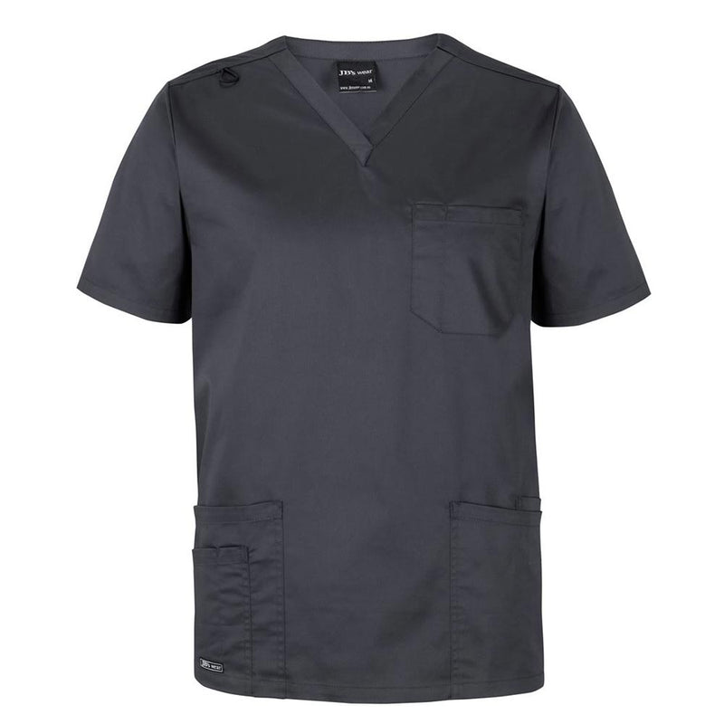Load image into Gallery viewer, JB's Unisex Premium Scrub Top, featuring a V-neck with one chest pocket, two lower front pockets, and a utility loop, designed for medical professionals seeking style and practicality in their uniforms.
