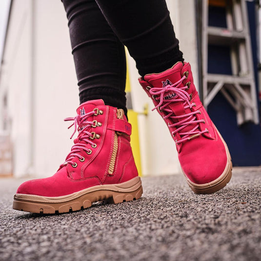 Steel Blue Ladies Southern Cross Zip Safety Boots, Pink