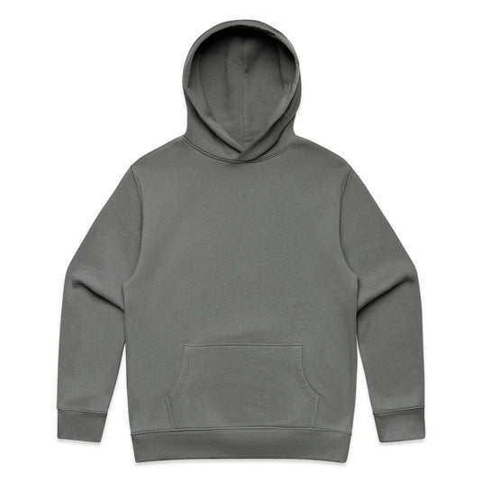 AS Colour 5161 Mens Relax Hoodie showcases a close-up of its kangaroo pocket and ribbed sleeve cuffs, highlighting the minimalist design and comfort-focused features ideal for workwear and safety environments.