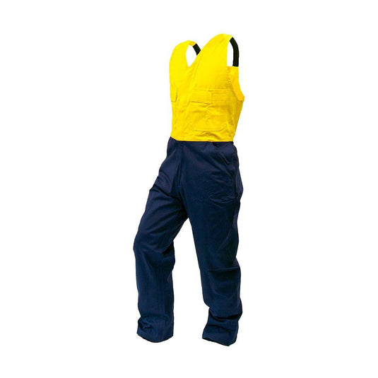 300gsm Cotton Bib Overalls, Yellow/Navy