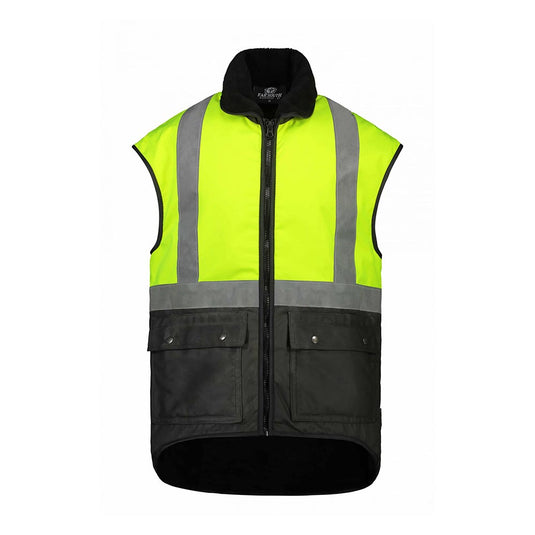 Far South Sleeveless Oilskin with Reflective Tape, Yellow/Brown