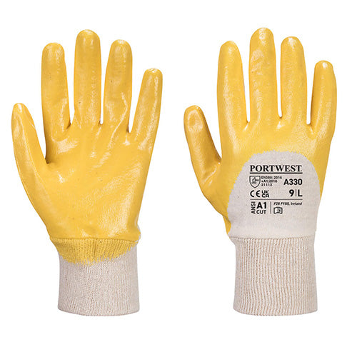 Portwest Yellow Nitrile Light Knitwrist Glove