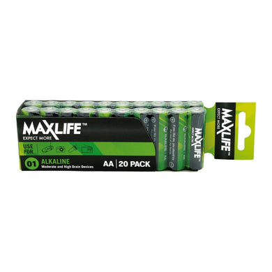 Max Life Alkaline Batteries AA: Pack/20