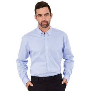 Barkers Mens Hudson Long Sleeve Check Shirt, Sky Blue/White image
