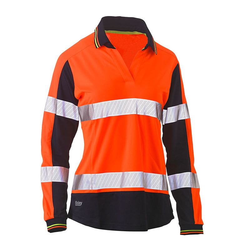 Load image into Gallery viewer, Bisley Women&#39;s Hi Vis Taped Long Sleeve Polo
