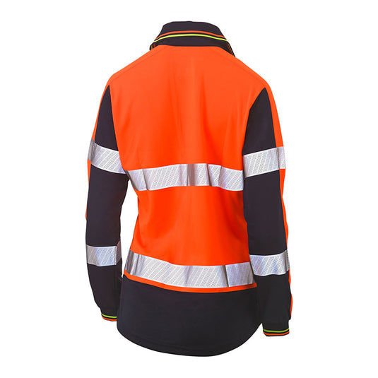 Bisley Women's Hi Vis Taped Long Sleeve Polo