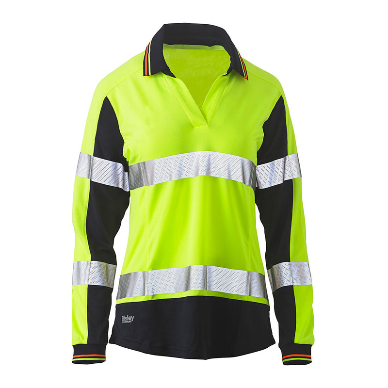 Load image into Gallery viewer, Bisley Women&#39;s Hi Vis Taped Long Sleeve Polo
