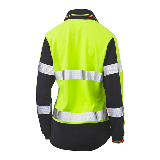 Bisley Women's Hi Vis Taped Long Sleeve Polo