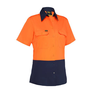 Bisley Women's Hi Vis Lightweight Short Sleeve Drill Shirt image