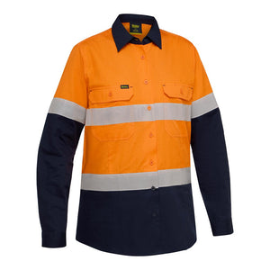 Bisley Womens Hi Vis Taped Ripstop Vented Long Sleeve Shirt image