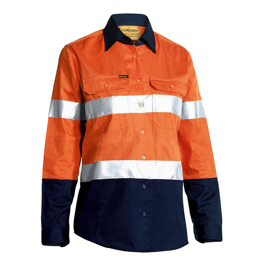 Bisley Womens Hi Vis Taped Cool Lightweight Drill Shirt