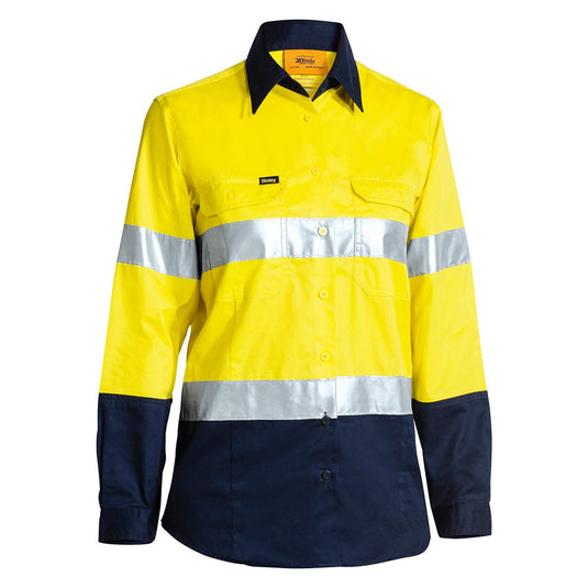 Bisley Womens Hi Vis Taped Cool Lightweight Drill Shirt