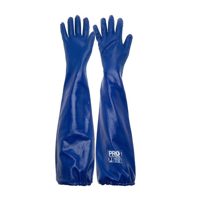 Blue Nitrile Chemical Gloves 60cm