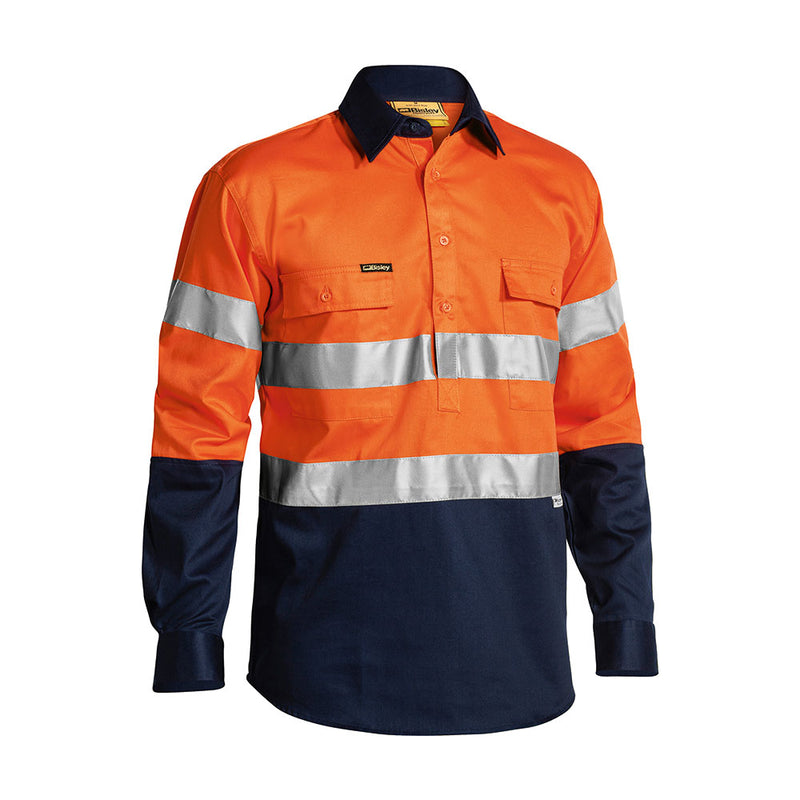 Load image into Gallery viewer, Bisley Hi Vis Taped Closed Front Drill Shirt

