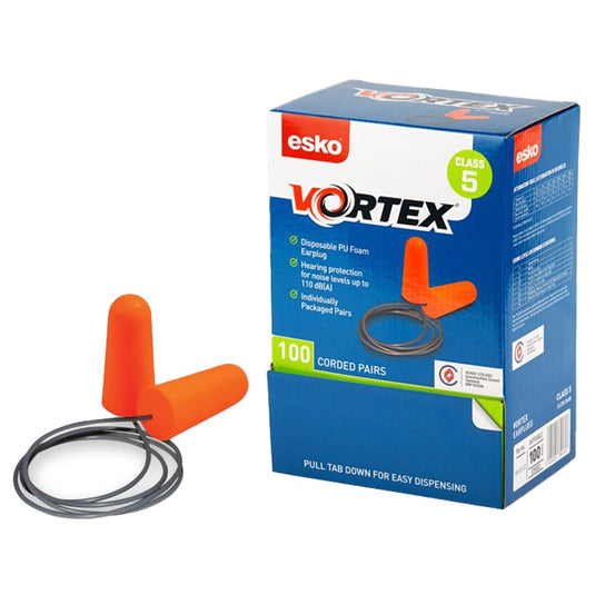 Esko Vortex Earplugs Class 5 Orange Corded: Box/100
