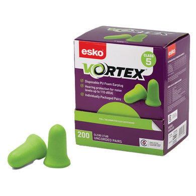 Esko Vortex Bell Shaped Earplugs Green Uncorded: Box/200