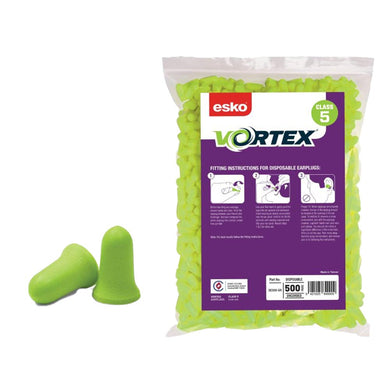 Esko Vortex Earplugs Green Bell Shaped Uncorded Refill Bag: Pack/500