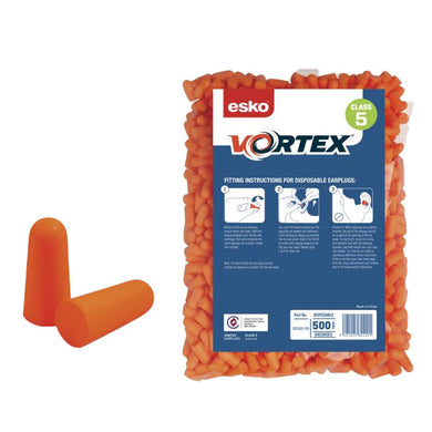Esko Vortex Earplugs Orange Uncorded Refill Bag: Pack/500