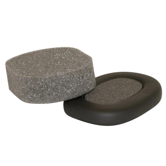 Esko Max33 Hygiene Kit features a pair of replacement ear cushions and foam inserts. One cushion is shown with its black plastic surround, enhancing comfort and extending the earmuff's performance and longevity.