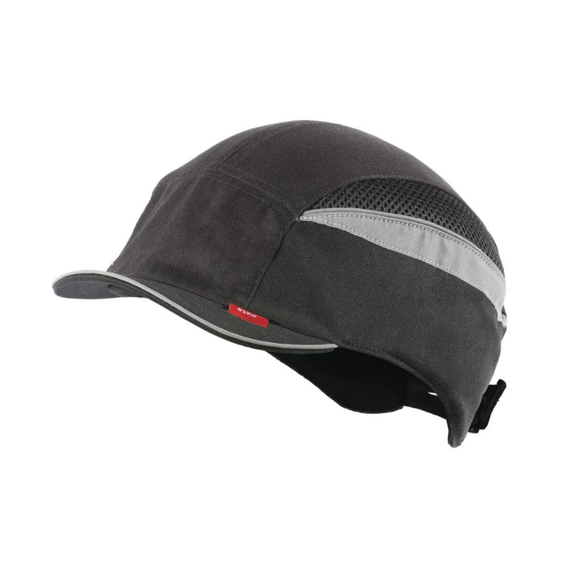Load image into Gallery viewer, Esko Short Peak Bump Cap features a mesh-ventilated design with a reflective strip, adjustable strap, and ergonomic protective shell, ideal for low-impact safety on worksites, aligning with Active Safety&#39;s product range.
