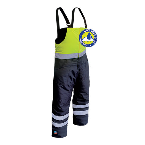 IceKing Hi Vis Freezer Bib Pant, Yellow/Navy