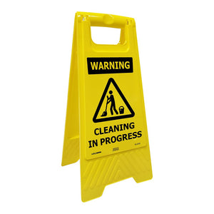 Warning Cleaning in Progress Floor Stand Yellow Sign image