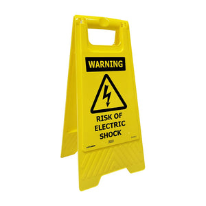 Warning Risk of Electric Shock, Yellow Floor Stand Sign image