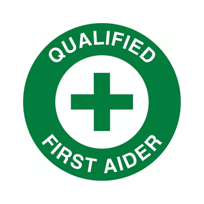Qualified First Aider Hard Hat Label 45mm