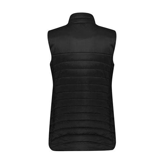 Biz Womens Expedition Vest, back view, features a quilted puffer style with premium hi-loft polyfil insulation. Designed with a high collar and zippered pockets, ideal for lightweight warmth and comfort.