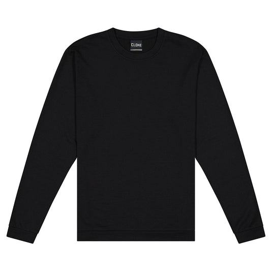 Moeraki Mens Merino Crew Neck Pullover, Black